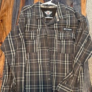 Harley-Davidson Black and Tan Plaid Shirt